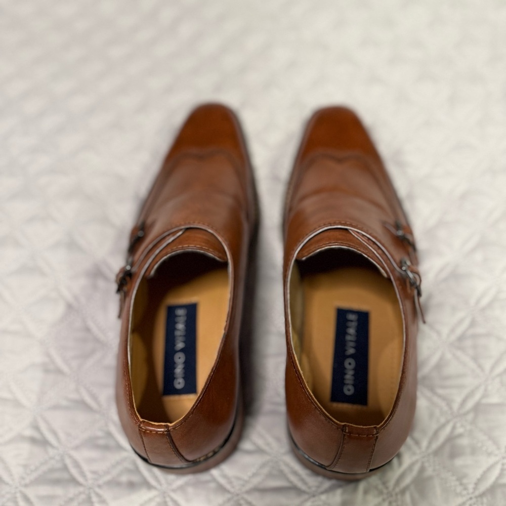 Gino Vitale Double Monk Strap Brown Leather Oxford - Size 8 1/2